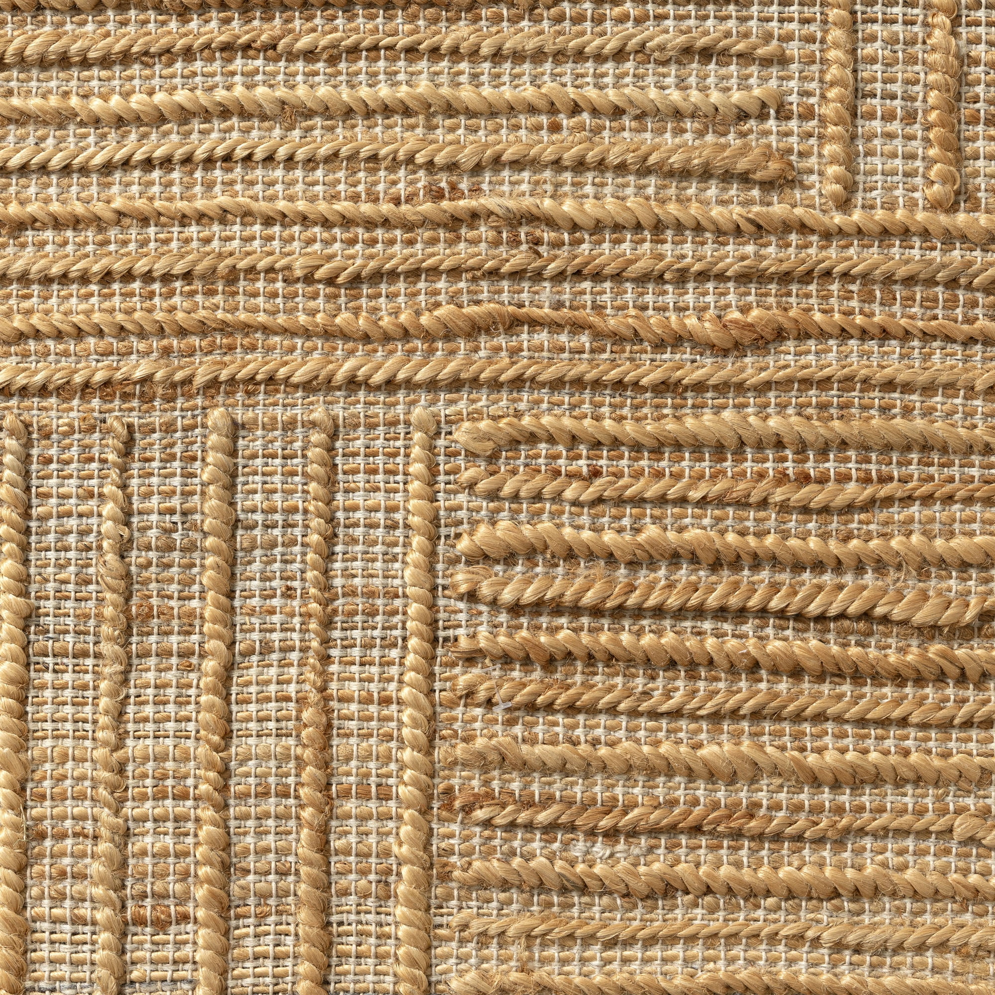 Ox Bay Nel Striped Modern Hand-Woven Jute Indoor Area Rug, Natural, 7'9" x 9'9"