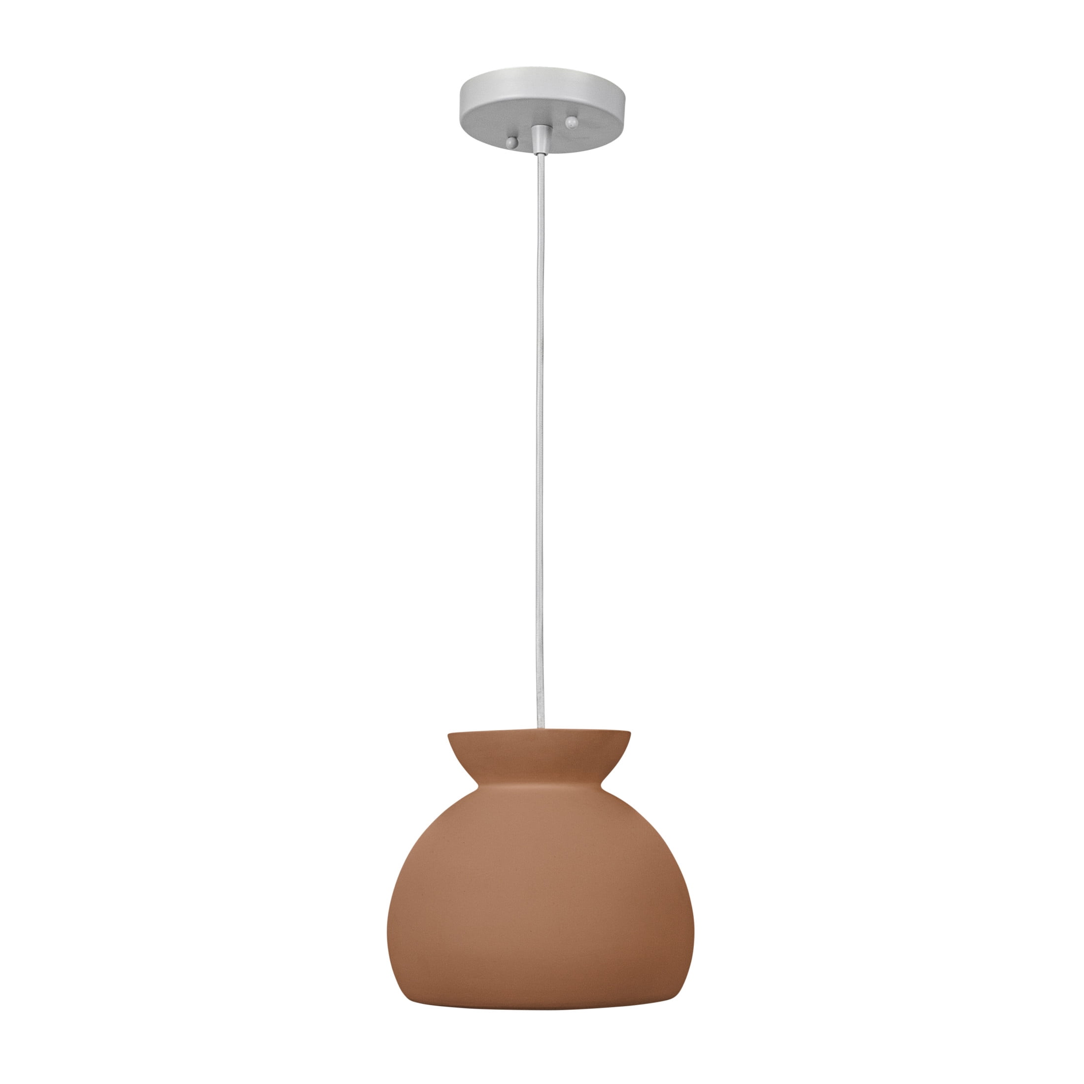 Robert Stevenson Lighting Sienna - Boho Ceramic Ceiling Light with White Fabric Cord, Matte Terracotta