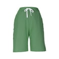 thumbnail image 3 of THDHVS Bermuda Shorts for Women,Women's Shorts,Striped and Linen Pants with Adjustable Buttons The Side Green S, 3 of 5