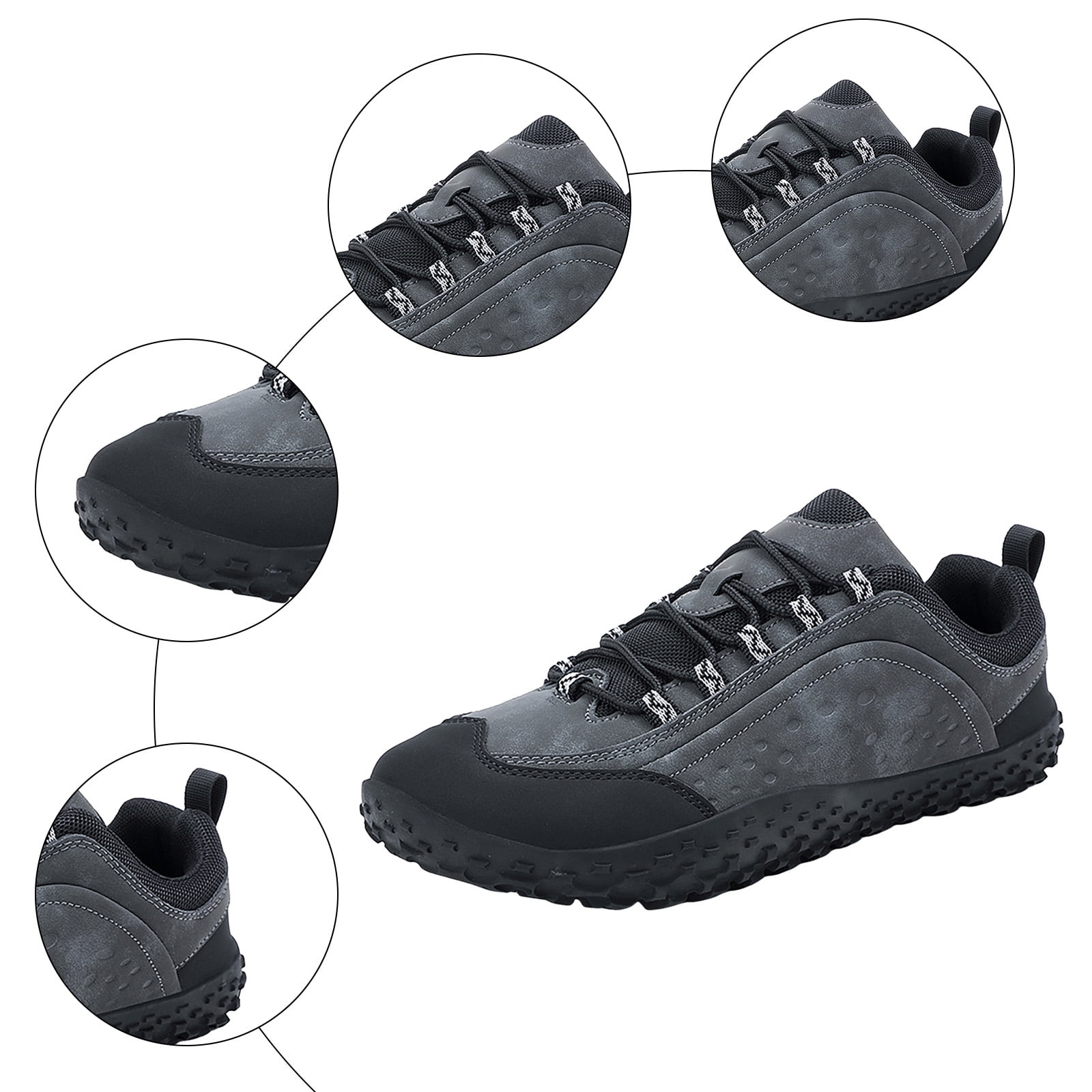 Rokment Womens Mens Barefoot Hiking Shoes 2026 Spring Fall Fashion Casual Color Block Outdoor Sports Trekking Flat Waterproof Wide Toe Low Top Construction Walking Sneakers Grey Size 9