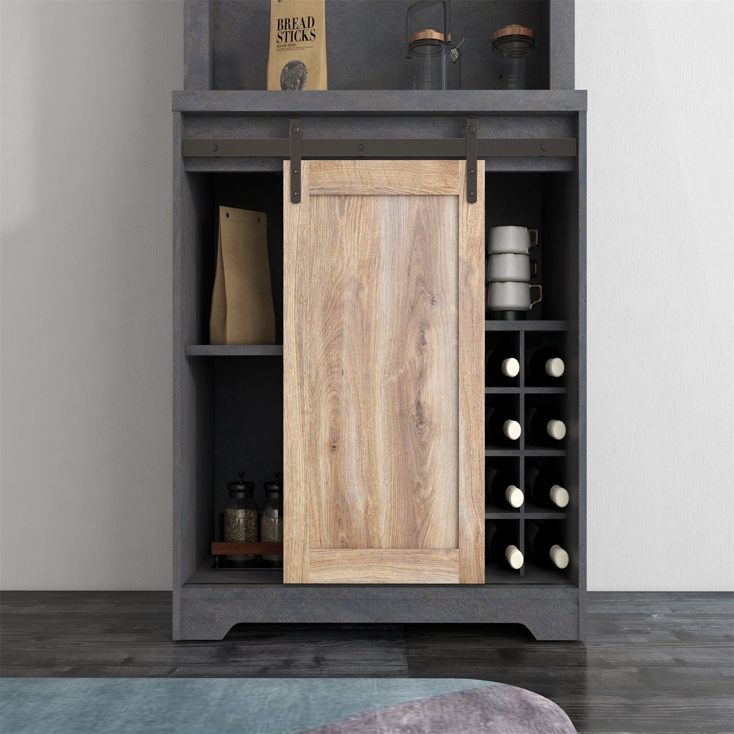 Kadyn 31 Inch Kitchen Buffet Storage Cabinet, Particle Board Farmhouse Barn Door Bar Cabinet for Dining Living Room, Modern Black Coffee Bar Cabinet Kadyn 31 Inch Kitchen Buffet Storage Cabinet, Particle Board Farmhouse Barn Door Bar Cabinet for Dining Living Room, Modern Black Coffee Bar Cabinet