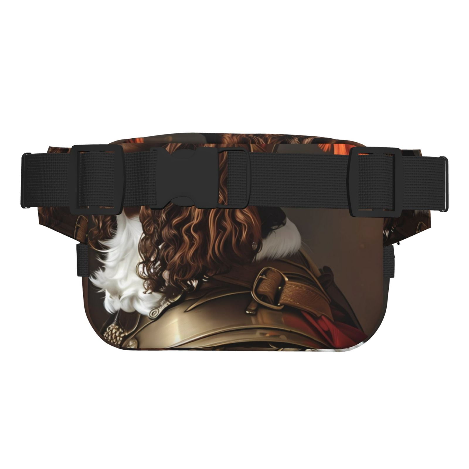 Picia Medieval Knight Dog Print Square Double-Layer Waist Bag Mini Adjustable Waist Belt Bag Exercise Running Travel Hiking