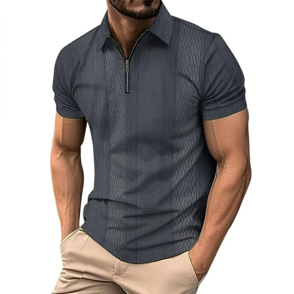 Ketyyh-chn99 Polo T Shirts pour Hommes Chemises pour Hommes Mode 2024 Blouses Plus Taille Hommes Casual Manches Courtes Chemise Top Noir, 2XL