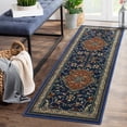 thumbnail image 2 of Monaco Collection Area Rug - 4' x 6', Navy Blue & Orange, Non-Shedding & Easy to Clean, Distressed Medallion Design, Ideal for Living Room, Bedroom, Dining Space, 2 of 5