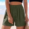 thumbnail image 2 of Kvture Womens Ribbed Summer Lounge Shorts, Versatile Solid Loose Elastic Waist Running Beach Shorts with Pockets S Army Green, 2 of 6