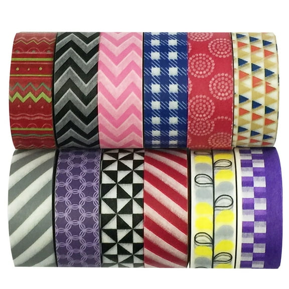 Wrapables Washi Tapes Decorative Masking Tapes, Set of 12, ADSET06