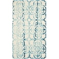thumbnail image 2 of Safavieh Dip Dye Flower Distressed Wool Area Rug, Ivory/Turquoise, 3' x 5', 2 of 7