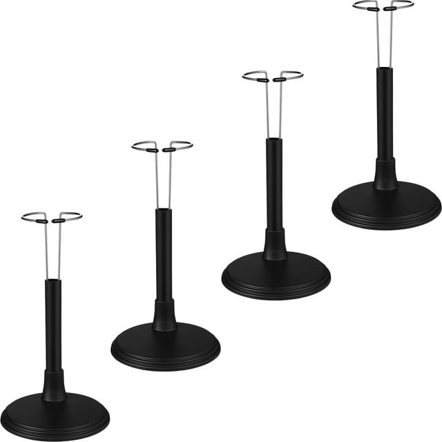 MOKKHNB 4 Pcs Support Vertical pour Poupées Enfants et Collectionneurs Noir ABS 30X10cm