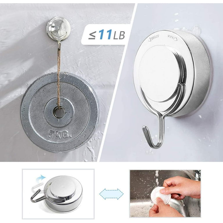Suction Cup Hooks 2 Packs Twist Removable Heavy Duty Vacuum Suction Cup with Metal Hooks Waterproof Window Glass Kitchen Bathroom Shower Wall Hooks