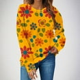 thumbnail image 5 of Felirenzacia Women's Daisy Printed Sweatshirts, Multicolor Floral Printed Pullover Top ,Orange,2XL, 5 of 6