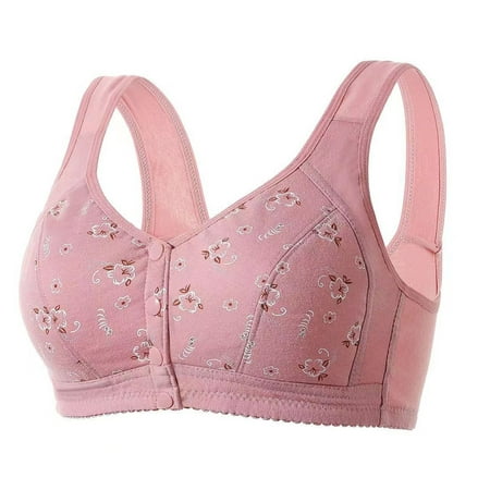 

RYRJJ Daisy Bras Front Snaps Women s Wire-Free Front Button Closure Full Coverage Everyday Bra Comfortable Easy Close Sports Bras(Z2-Pink XL)