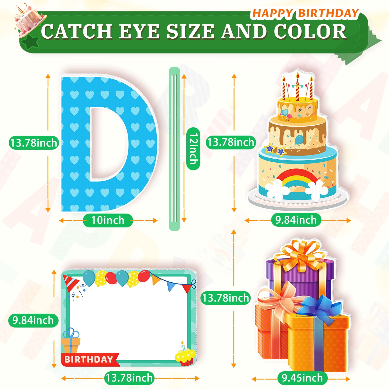 Yalumo Happy Birthday Yard Sign with Stakes, 16pcs Personalized Happy Birthday Yard Sign Colorful Weatherproof Birthday Lawn Sign for Outdoor Yard Decorations Garden Party