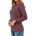 thumbnail image 2 of Fantaslook Long Sleeve Shirts for Women Pleated Crew Neck Casual Tops Fall Fashion Blouses Lightweight Clothes, 2 of 6