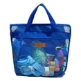 thumbnail image 2 of Yardvibe Beach Tote Bag for Women, 11.02"x9.84" Large Mesh Holiday Handbag, Reusable Summer Casual Shoulder Bags for Travel Swimming (Blue-Small), 2 of 5