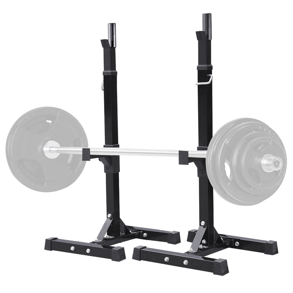 Gym Adjustable Squat Rack Barbell Power Stand Weight Bench Support Home Fitness 