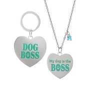 Connections from Hallmark Stainless Steel Dog Boss Tag and Necklace Set