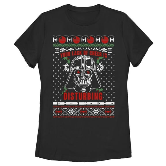 Women's Star Wars Ugly Christmas Sith Lord Graphic Tee Black Large