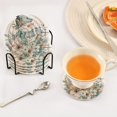thumbnail image 6 of 6 Pcs Drink Coasters with Holder 3.94in Woven Coasters for Drinks Snowman with Flowers Bird Coaster Set for Protection Table, 6 of 7