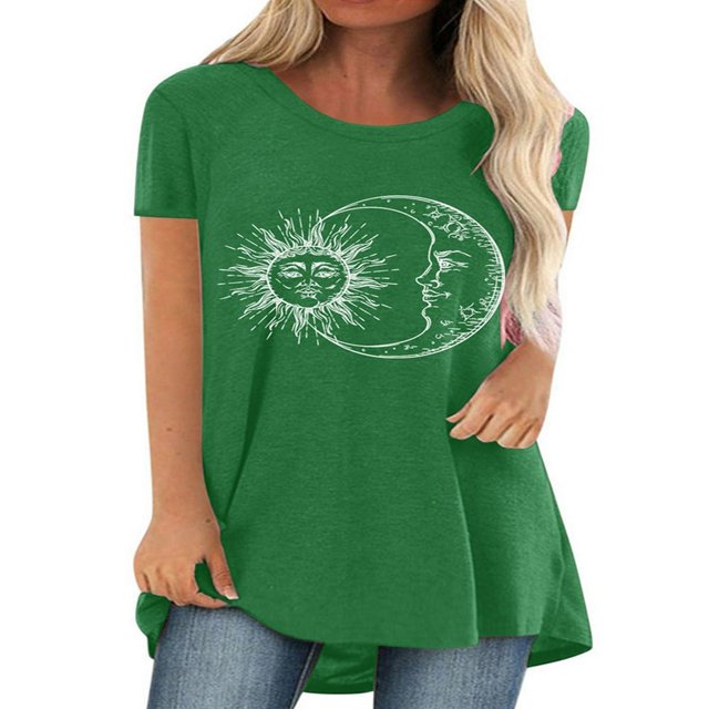 T-shirt à Manches Courtes pour Femmes, Hauts Grande Taille, Tunique Décontractée à Col en V, Blouse Ample