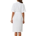 thumbnail image 3 of INSPIRE CHIC Women's Towel Robe with Pocket Short Sleeve Toweling Self Tie Loose Bathrobe for After Shower XS White, 3 of 5