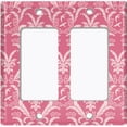 thumbnail image 2 of Metal Light Switch Plate Outlet Cover (Victorian Damask Flower Feather Red Pattern - Double Rocker), 2 of 2