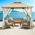 thumbnail image 4 of SANOPY 10'x10' Gazebo Canopy Tent, Assembled Style Wrought Iron Gazebo Tent with 4 Detachable Mosquito Net Sidewalls, Rainproof&Sunproof Gazebo Canopy for Tailgate, Yard, Beach, 4 of 10
