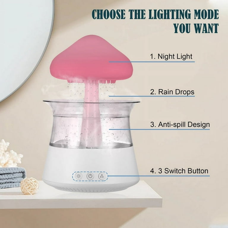 Colorful Rain Style Night Light Humidifier Raindrop Function