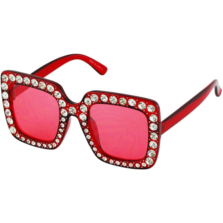 1pc Women's Oversized Square Sunglasses With Rhinestone Accents