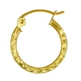 thumbnail image 3 of Wellingsale Ladies 14k Yellow Gold Polished Diamond Cut 1.5mm Hinged Hoop Earrings (15 x 15 mm), 3 of 7