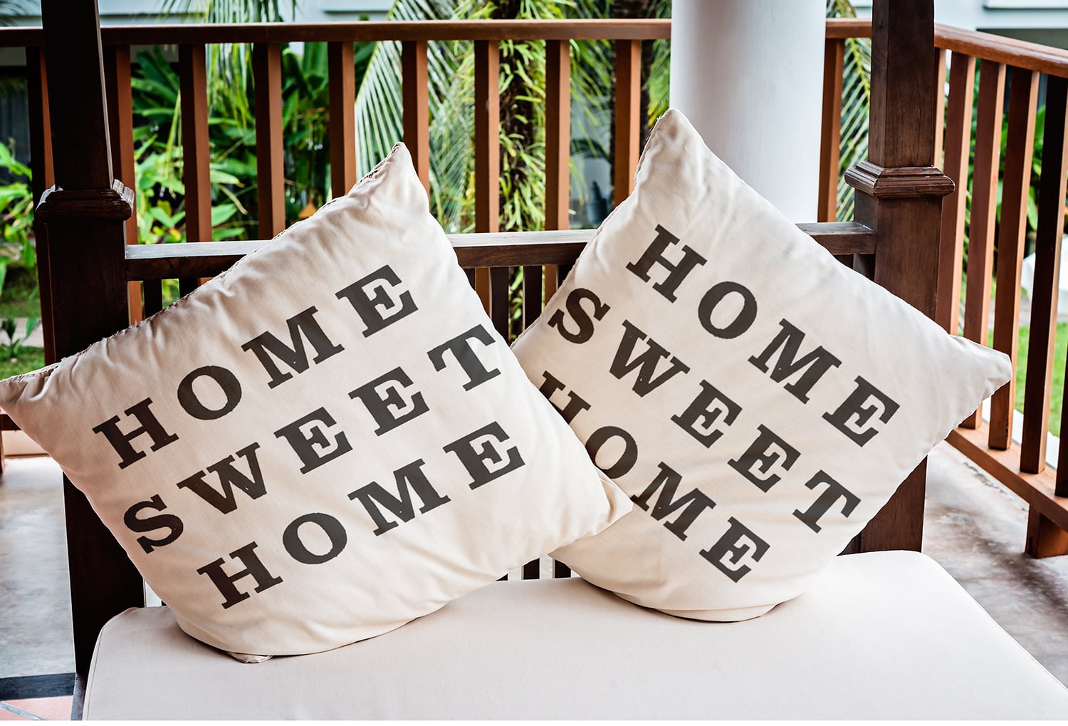 18" x 18" Simply Daisy Home Sweet Home Indoor/Outdoor Pillow, Grey Qty 1