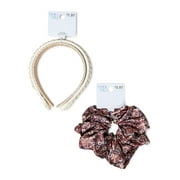 Time and Tru Adult Women's Brown Hair Scrunchie and Headband Set, 4-Piece