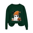 thumbnail image 4 of Fengactive Womens Halloween Sweatshirt Fleece Lined Long Sleeve Crewneck Top Speckled Graphic Print Loose Fit Fall Wear, 4 of 5