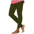 thumbnail image 3 of lcziwo High Waisted Leggings for Women Casual Split BottomFull Length Yoga Pants Solid Color Tummy Control Tight Legging Army Green M, Weekly Sale, 3 of 7