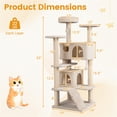 thumbnail image 2 of 52In Cat Tree Tower Beige Perches Condos Multi Cat Playground Scratching Posts 31Lbs Engineered Wood Sponge Plush Sisal Anti Topple Wide Base 22Lbs Capacity Climbing Ladder Dangling Balls Indoor Use, 2 of 10
