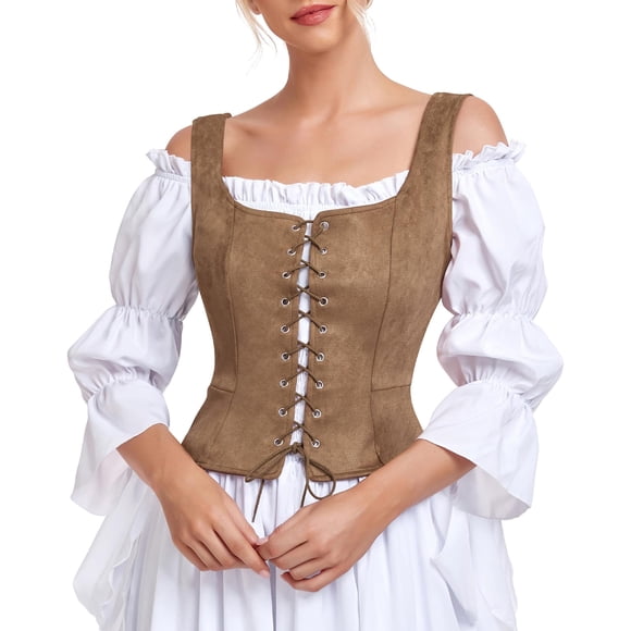 Chaleco pirata renacentista Costume Century Star, color marrón