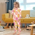 thumbnail image 4 of FORMRS Long Sleeve Top and Pants Pajama Set for Niños 2-Piece Sleepwear, Sizes 18M-8Y, Orange Grapefruit Slices, 4 of 6