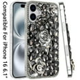 thumbnail image 2 of For iPhone 16 6.1 inch Floral Full Diamond Bling Case Cover - Smoke, 2 of 3