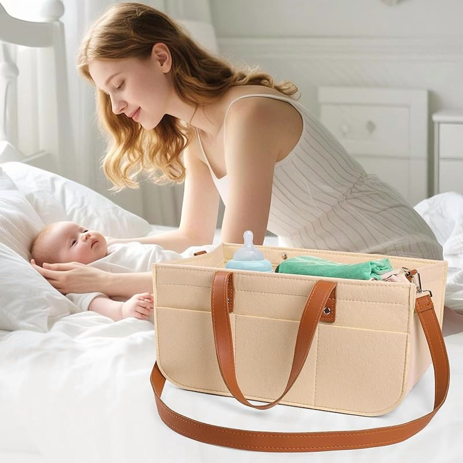 Diaper Caddy Bag,Car Organizer and Storage,Caddy Organizers with Handles and Straps, Baby Bottle Organizer for Nursery,Portable Baby Diaper Caddy