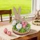 thumbnail image 5 of Set of 1 Easter Wooden Ornaments Rabbits and Eggs with Floral Design in Pink for Home Bucolic Style Desktop Decoration 5.51x4.53"Set de 1 adorno de madera de Pascua, conejos y huevos con JASKFLY, 5 of 8