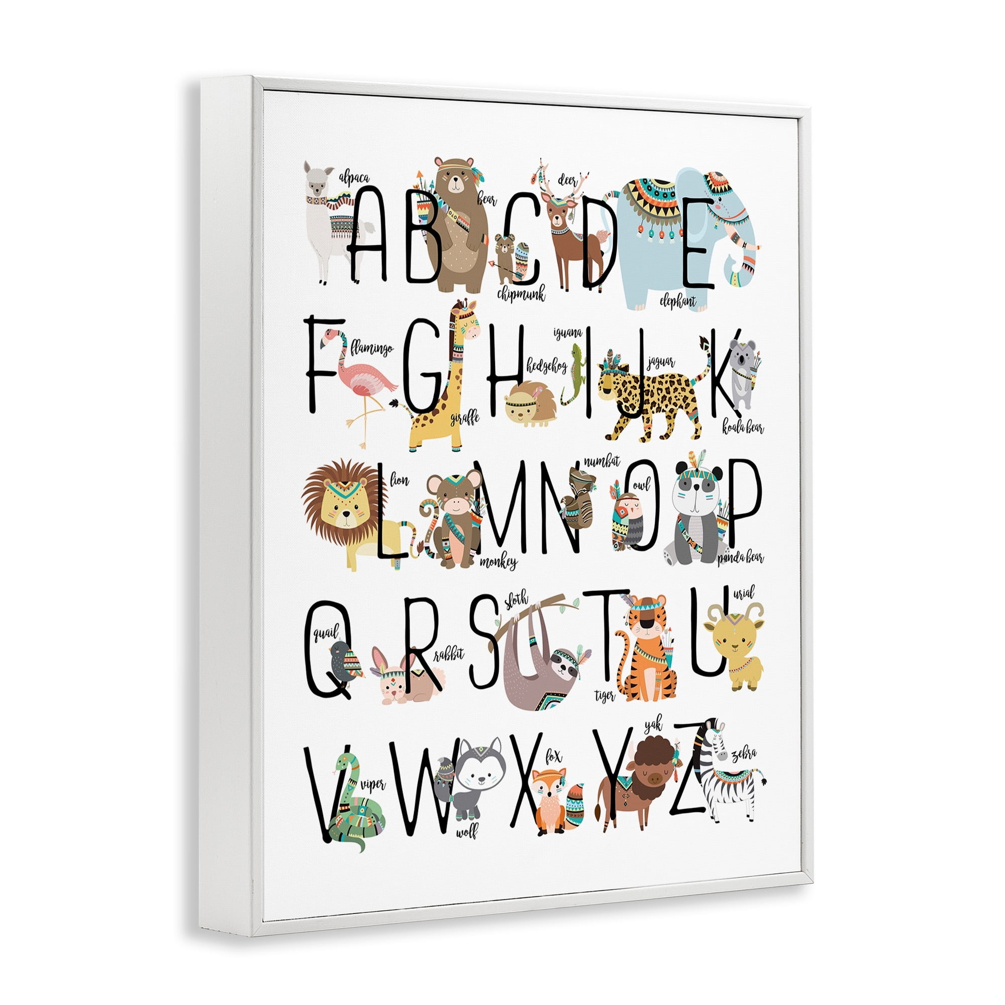 Stupell Industries Tribal Animals ABCs, 11 x 14,Design by Erica Billups