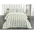 thumbnail image 3 of Ambesonne Mardi Gras Quilted Bedspread Set 3 Pcs, Carnival Lily Flower, King Size, Green Yellow Purple, 3 of 5