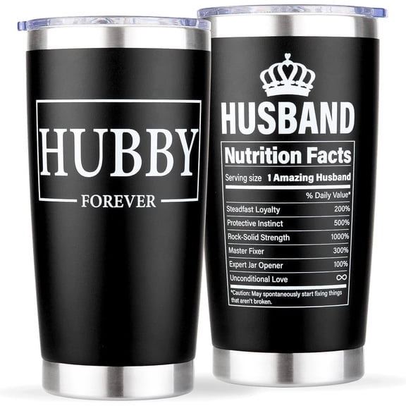 Gifts for Husband from Wife - Wedding Anniversary for Men, Birthday, Christmas, Valentines Day, Fathers Day Gift for Him, Best Husband Ever Gifts - Hubby Tumbler Cup, 20 oz Insulated Stainless Steel