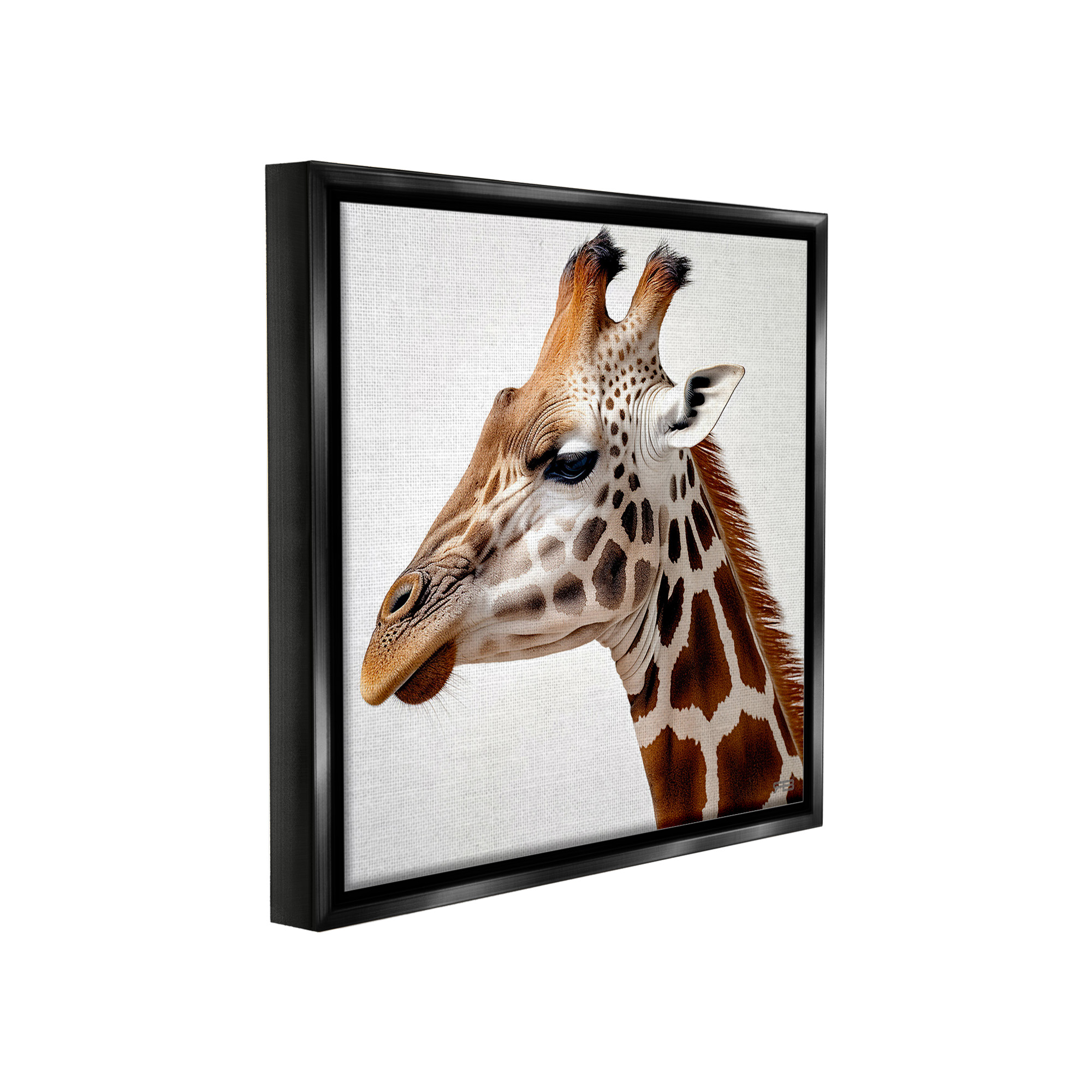 Stupell Industries Traditional Giraffe Portrait Animals & Insects Painting Black Floater Framed Canvas Art Print Wall Art, 18 x 18
