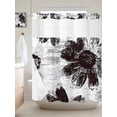 thumbnail image 2 of Black Floral No Hook Shower Curtain and Liner Set Vintage Flowers Shower Curtains with Snap-in Liner & See Through Top Window Hotel Style for Bathroom Decor 66x72 Inch, 2 of 8
