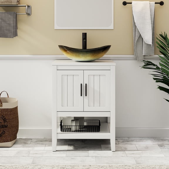 Eclife 24" Freestanding Bathroom Vanity Set with Vessel Sink, without Mirror