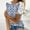Blue, variant on Giftesty Blouses for Women Dressy Casual Women's Printed Short Sleeved Round Neck Casual Pullover with Lace Top