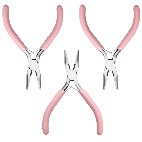 3 Pcs Bead Tools for Jewelry Making, Jewelry Pliers Tools, Pliers for Jewelry Making with Pink Handles, Long-Lasting Steel, Ideal for Wiring and Repair