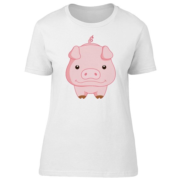 Funny Cartoon Pink Pig Tee Women's -Image by Shutterstock