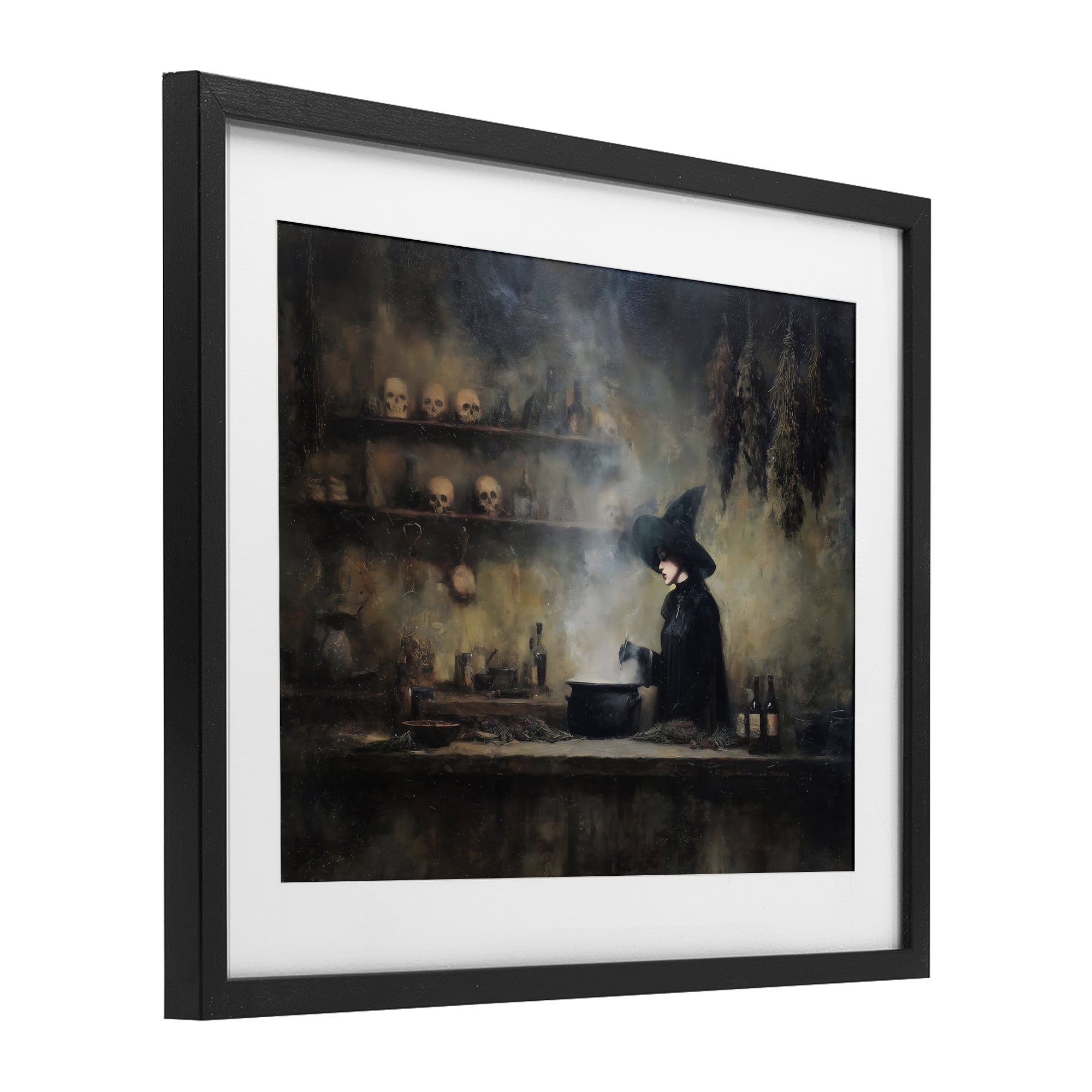 Witch's Cauldron Brew Black Framed Print Under Glass, design by Arlington Prints