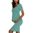 thumbnail image 2 of gakvbuo Maternity Dress For Photoshoot Womens Short Sleeve Breast-Feeding Maternity Nursing Dress Bodycon Pregnancy Scoop Neck Ruched Midi Fitted Dresses For Women 2161, 2 of 6